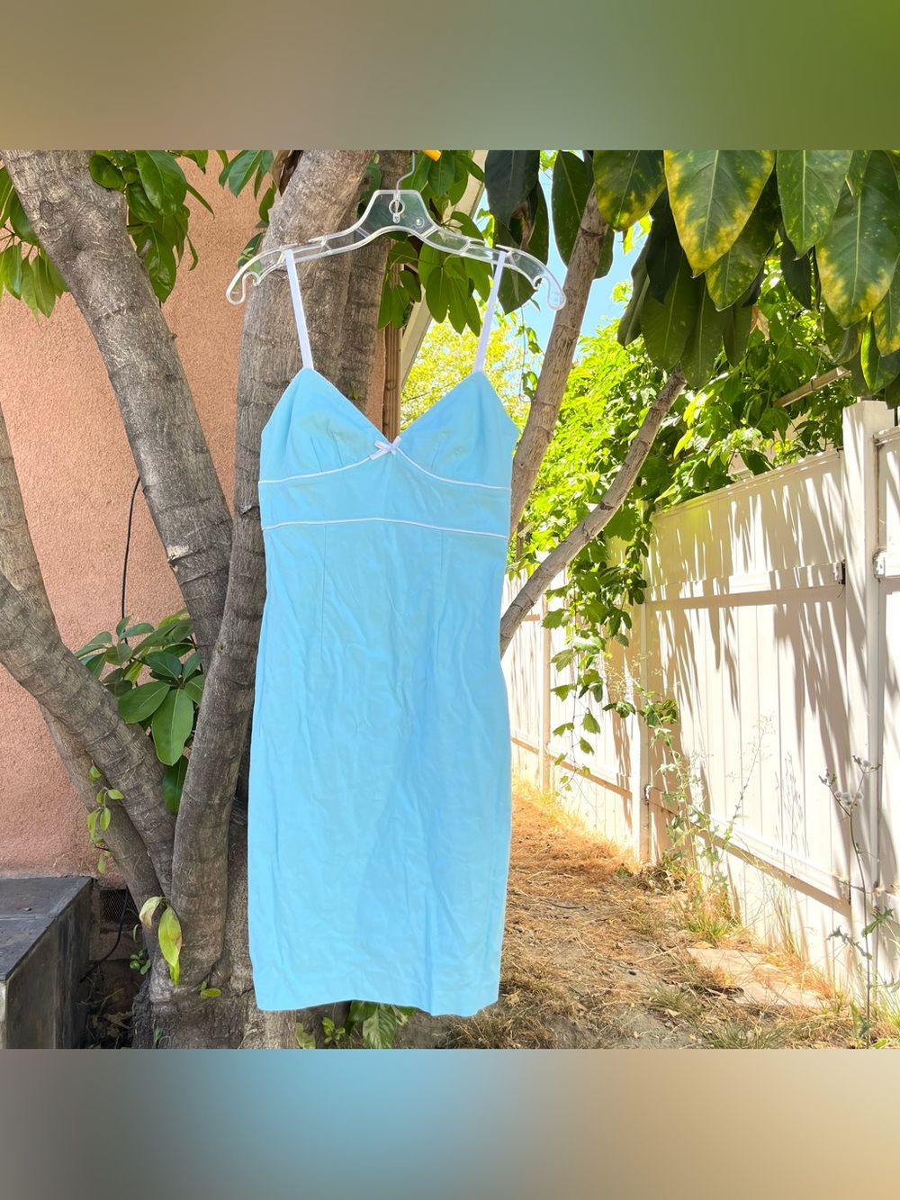Vintage Y2K Express Light Blue Cotton Stretch Dress .
